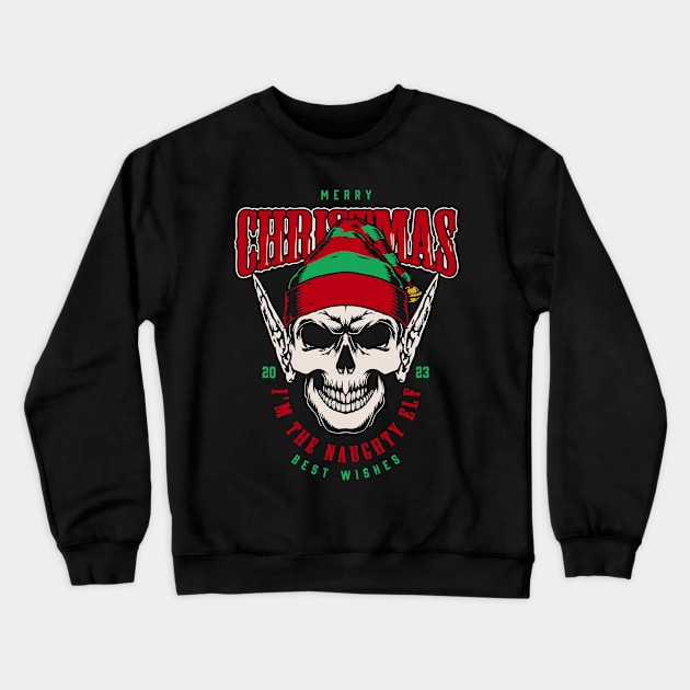 christmas elf skull Crewneck Sweatshirt by Supertrooper